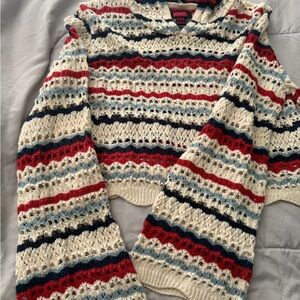 Striped Knit Sweater - Red, Blue, Cream